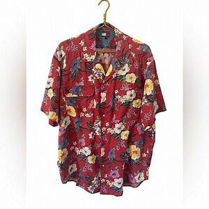 Tommy‎ Hilfiger Men’s Hawaiian Linen Casual Button Up, Size Large